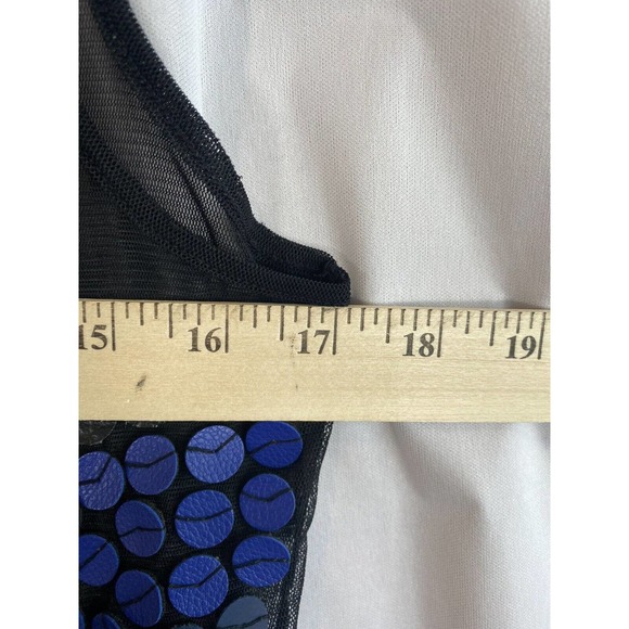 Moda International black Mesh See Through Tank Top leather circles sew on sz M - Picture 6 of 7